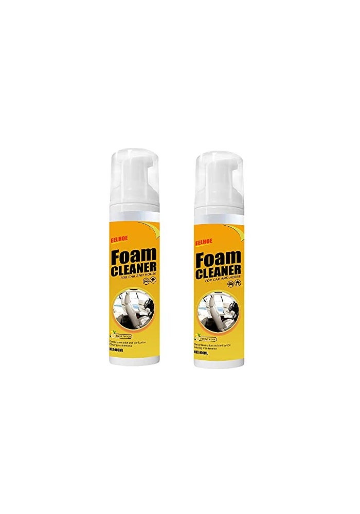 choxila 2Pcs Multipurpose Foam Cleaner Spray 100ml Foam Cleaner for car and House Lemon Flavor AllPurpose Household Cleaners for Car and Kitchen 2 Pcs - Image 1