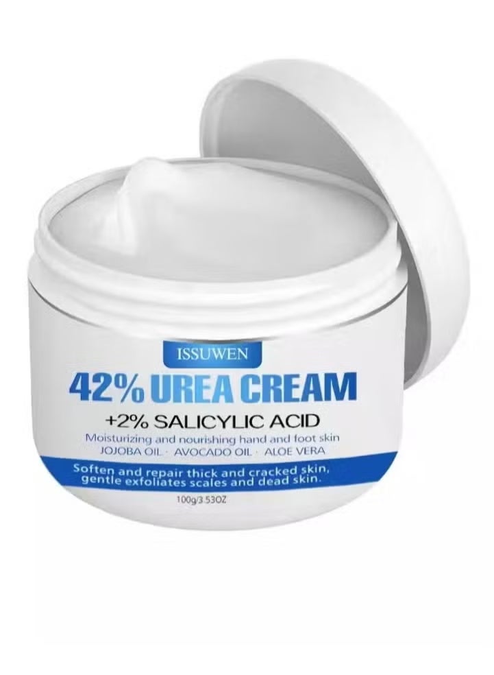 ISSUWEN Urea Cream for Foot 42% +2% Salicylic Acid, Foot & Hand Cream for Feet Maximum Strength Moisturizes Nourishes Softens Dry, Rough, Exfoliates Dead Skin Callus Remover For Feet 3.53oz - Image 1