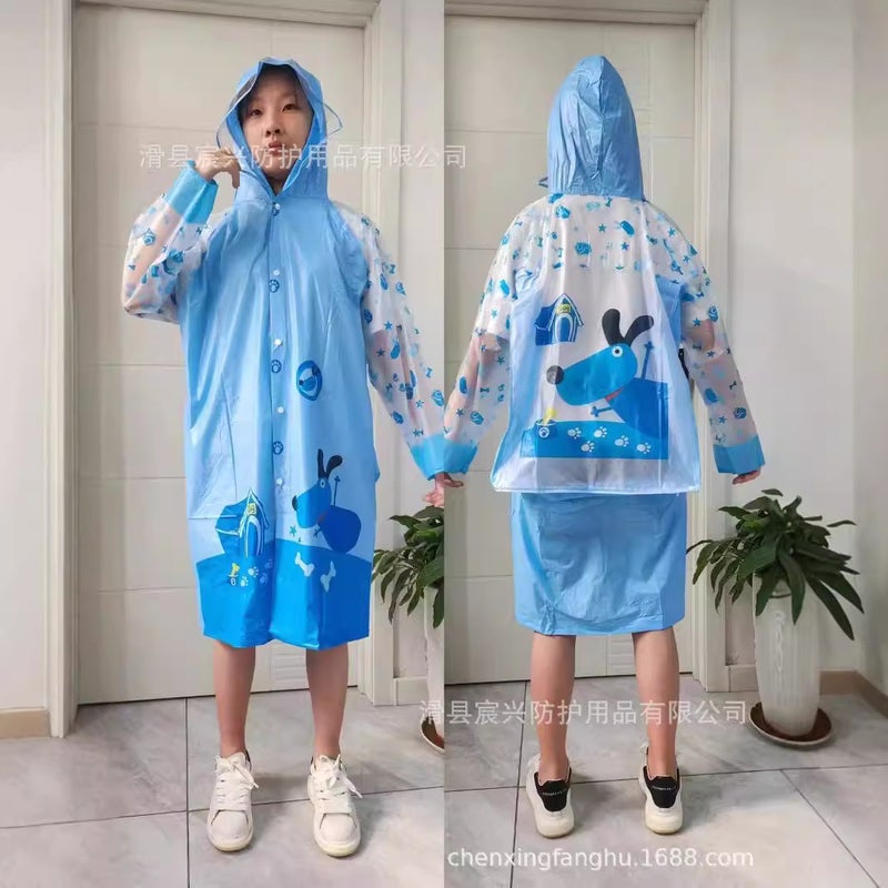 Chen Xing Baby Raincoat Children'S Processing Children'S Little Dinosaur With Schoolbag Pvc Poncho Inflatable Brim - Image 1