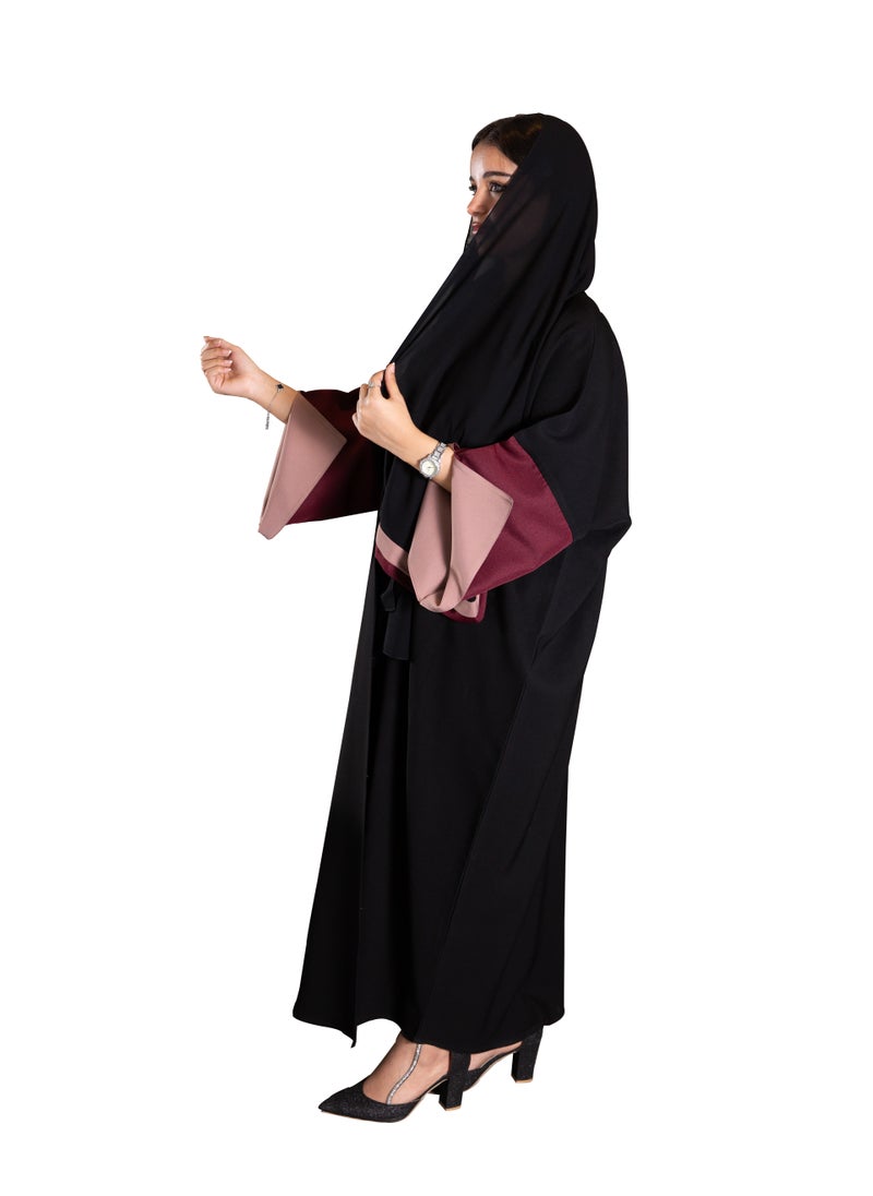 متجر عباية  - عباية نص بشت شتوي كم دبل فيس ملون - Image 1