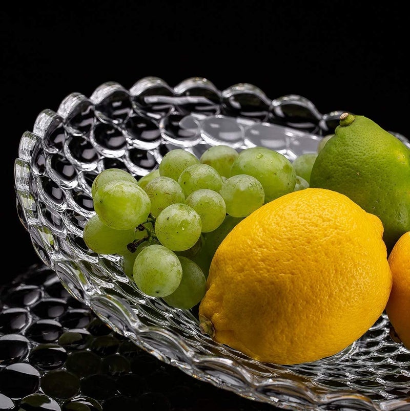 BABALI.Glass Bubble Fruit Bowl Plate Serving Tray Kitchen Serving Plate Tray for Fruit,Dry Fruit,Chocolate,Dessert,Salad | Dinnerware & Serving Plate Transparent Pack of 1 - Image 4