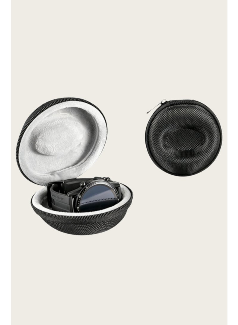 Single zippered case with filled round portable case for watches and smartwatches - Image 1