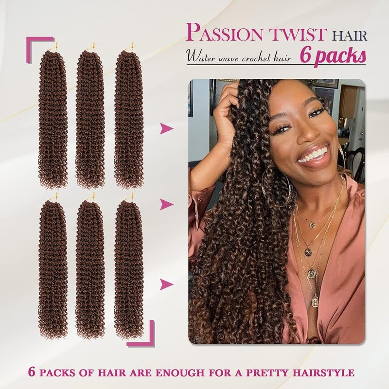 Dansama Passion Twist Hair Water Wave Braiding Hair for Butterfly Style Crochet Braids Bohemian Hair Extensions (18inch, #30, Economy Pack) - Image 2
