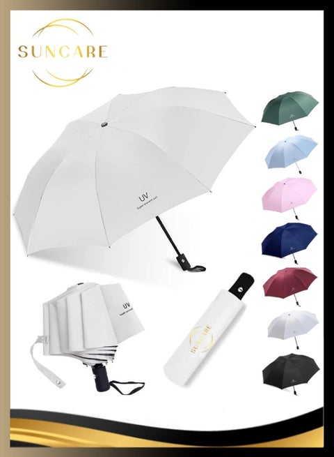مظلة واقية من الأشعة فوق البنفسجية للحماية من الشمس - مظلة سفر قابلة للطي ومقاومة للرياح تُفتح تلقائيًا للحماية من المطر والشمس، ومظلة حماية من جميع الأحوال الجوية للجنسين للبالغين والأطفال