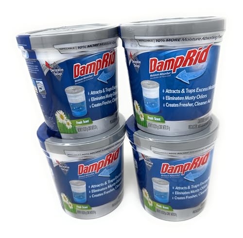 DampRid Refillable Moisture Absorber, 10.5 oz. Cups, 4 Pack, Fresh Scent, Traps Moisture for Fresher, Cleaner Air, No Electricity Required, Lasts Up To 60 Days - Image 1