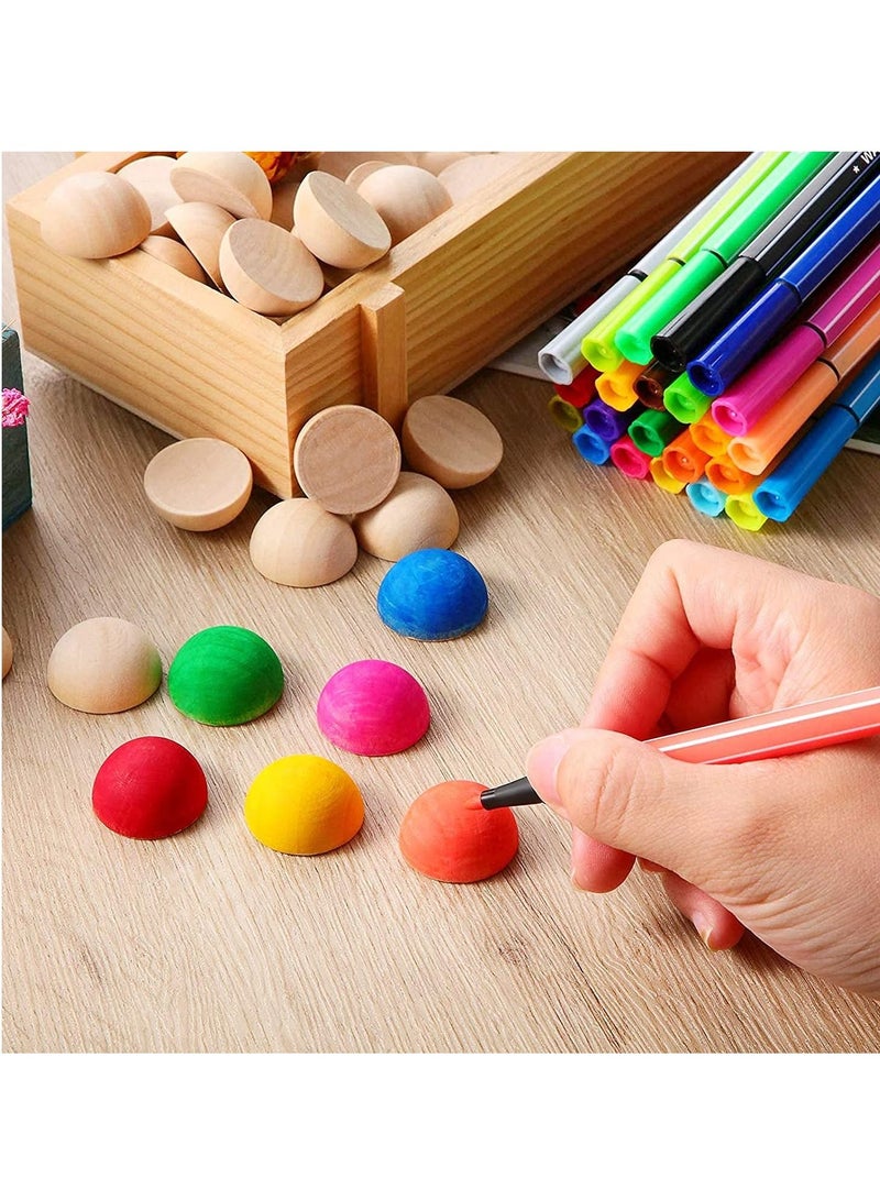 SYOSI Half Wooden Beads, 100 Pcs Split Wood Ball Unfinished Half Wooden Balls Natural Craft Ball Mini Hemisphere Ball Wooden Ornaments for DIY Projects Ornament Kid Art Craft Supplies, 20 mm - Image 2