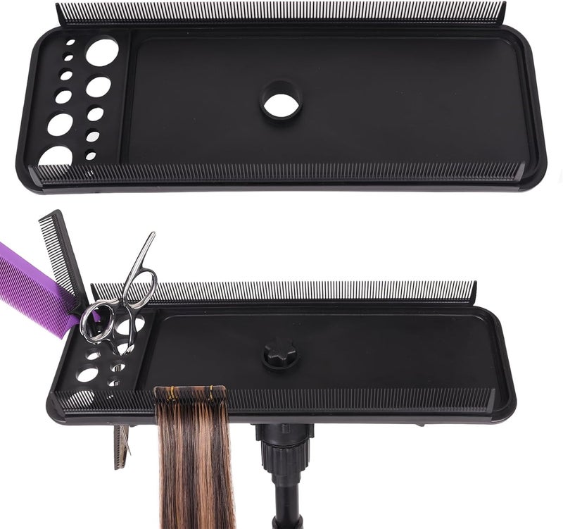 AliLeader Hair Extension Tool Tray with 2Pcs Hair Comb for Wig Stand Tripod Hair Extension Holder for Styling Hair Hanger for WashingColoring and BlowDrying of WeftClipInTapeIn Extensions