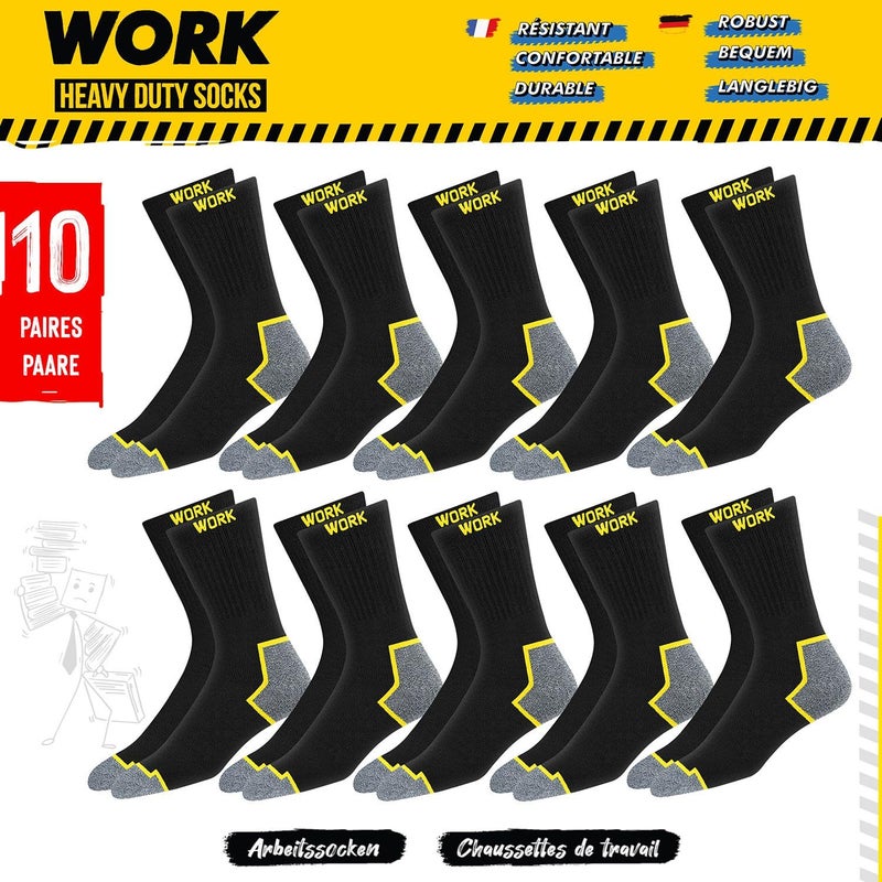 SOXCO WORK Socks for Men Crew Length Black Socks 10 Pairs, US 13-15 - Image 2