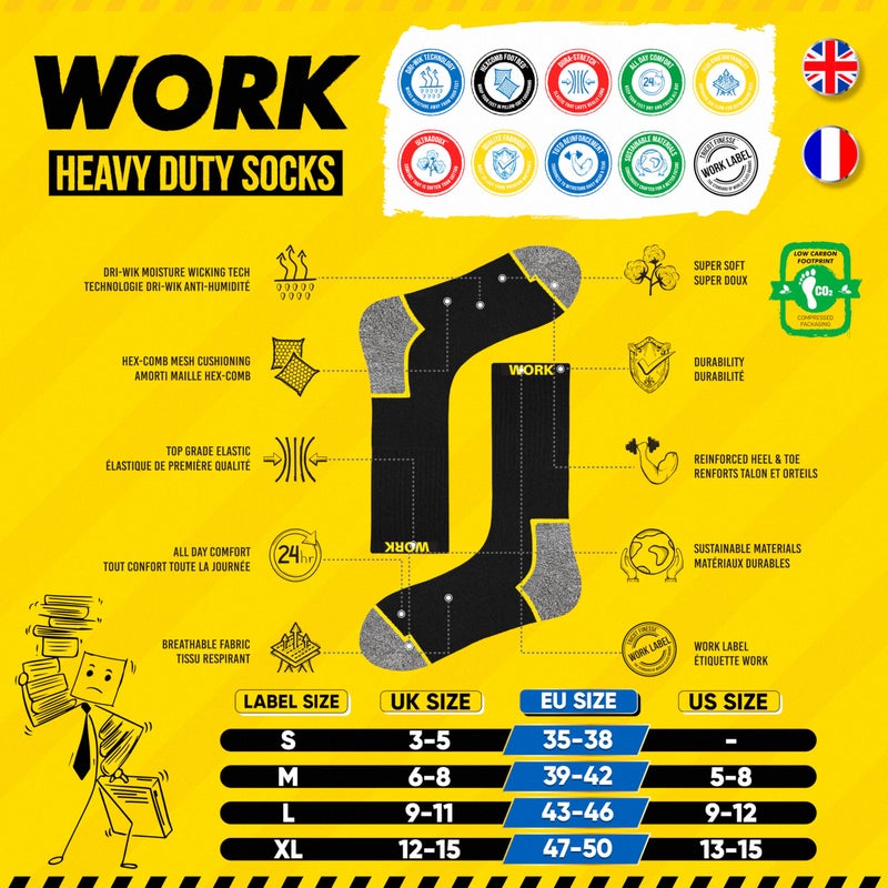 SOXCO WORK Socks for Men Crew Length Black Socks 10 Pairs, US 13-15 - Image 3