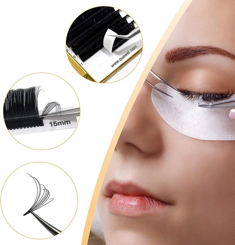 Easy Fan Lash Extensions 0.12mm D Curl Eyelash Extensions 15-20mm Mixed Lash Trays Matte Black Ultra Lightweight C CC D DD Curl Volume Lashes Self Fanning Lashes (0.12D Mix15-20mm) - Image 5