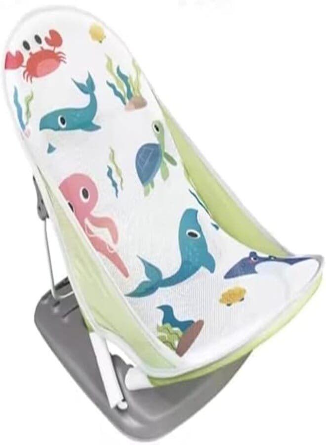 Foldable Toddler Bather - Bathtub Foldable Toddler Bath Bather Seat | Foldable Baby Bather with Bath Stand | (Green) 