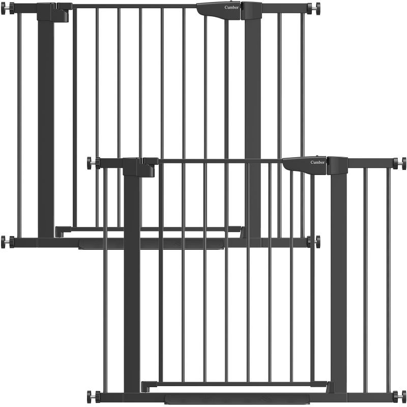 Cumbor 2 Pack 297406 Baby Gate for Stairs Moms Choice Awards WinnerDog Gate for Doorways Pressure Mounted Self Closing Pet Gates for Dogs Indoor Safety Child Gate with Easy Walk Thru Door