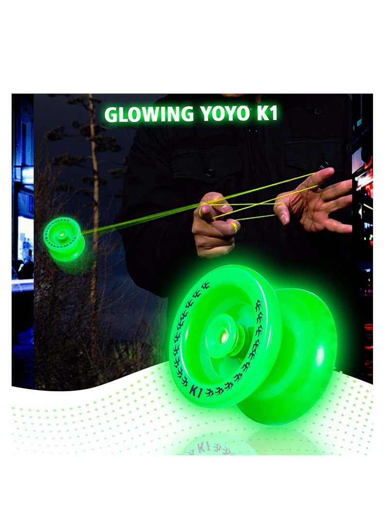 K1 Glow in The Dark Yoyo Ball, Professional Responsive Yoyo for Kids Adults Beginners Intermediate Yoyos Green