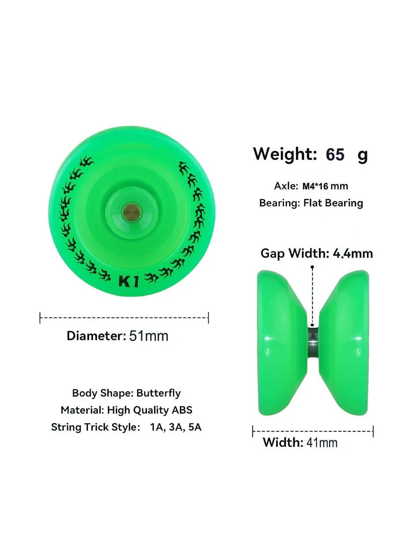 K1 Glow in The Dark Yoyo Ball, Professional Responsive Yoyo for Kids Adults Beginners Intermediate Yoyos Green