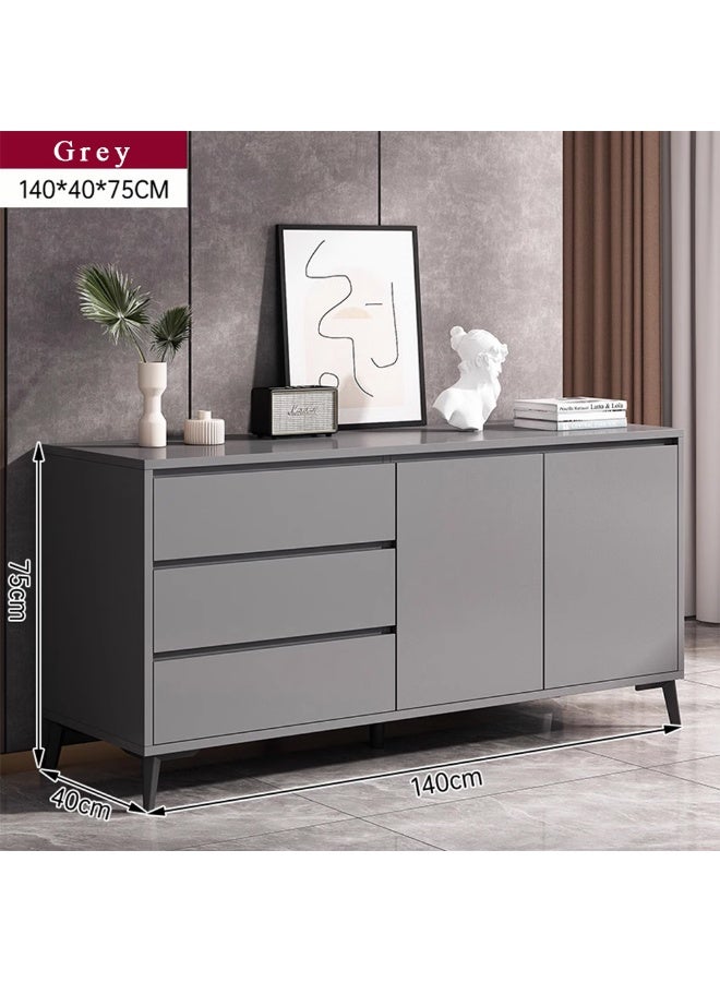  CityRiya-Long خزانة تخزين، طاولة زاوية القهوة، خزانة جانبية للبوفيه 140 سم، خزانة بار قهوة المطبخ مع أرفف، خزانة كبيرة، طاولة وحدة تحكم للمدخل للمكتب المنزلي، حامل تلفزيون (رمادي) - Image 2