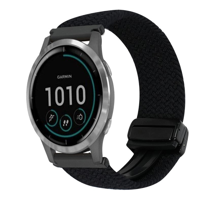 S-TOP For Garmin Vivoactive 4 22mm Magnetic Buckle Braided Watch Band(Black) - Image 1