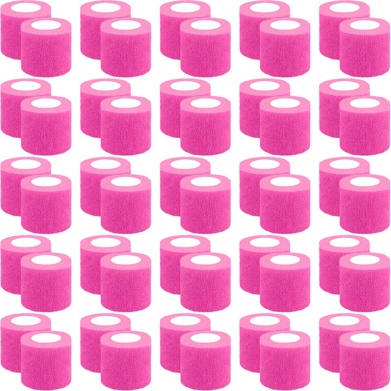 BQTQ 50 Rolls Self Adhesive Bandage Wrap 2 Inch Pink Athletic Warp Tape Self Adherent Wrap Self Sticking Bandage Wrap Roll for Wrist Ankle Swelling Sprains Neon Pink - Image 3