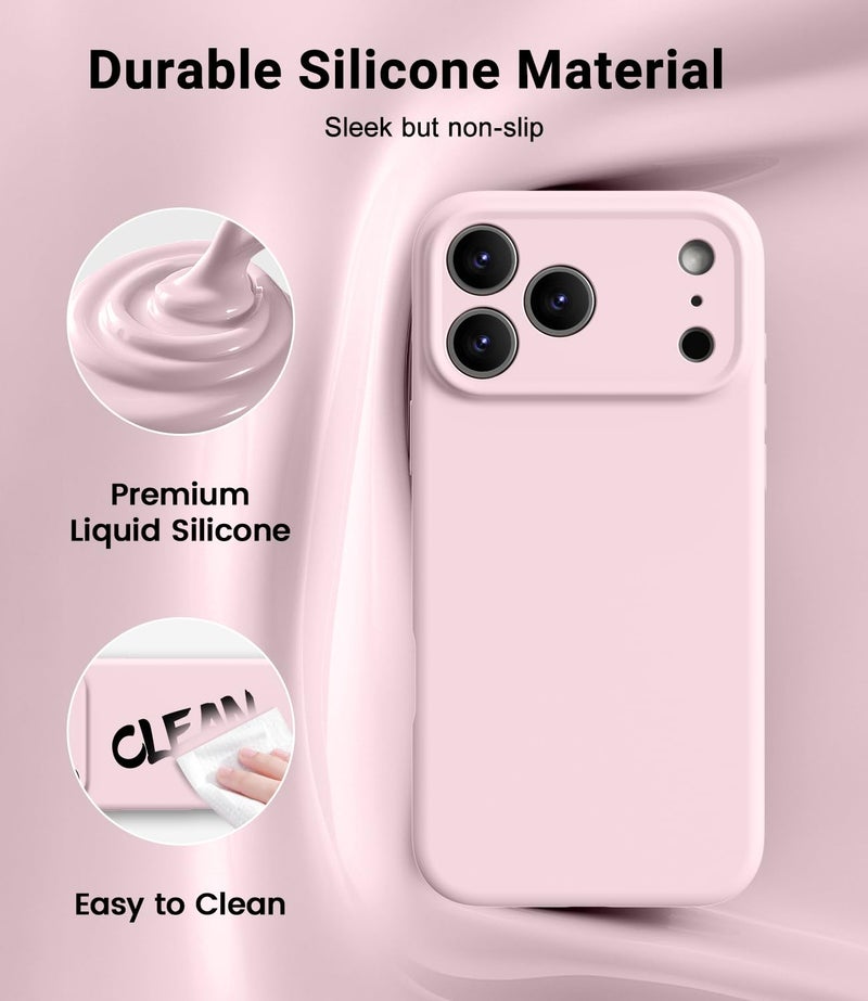 OTOFLY Magnetic for iPhone 17 Pro Max Case,Compatible with Magsafe,Classic Liquid Silicone Mobile Phone Case,Integrated Camera Control Button,Anti-Scratch Microfiber Lining, Chalk Pink - Image 3