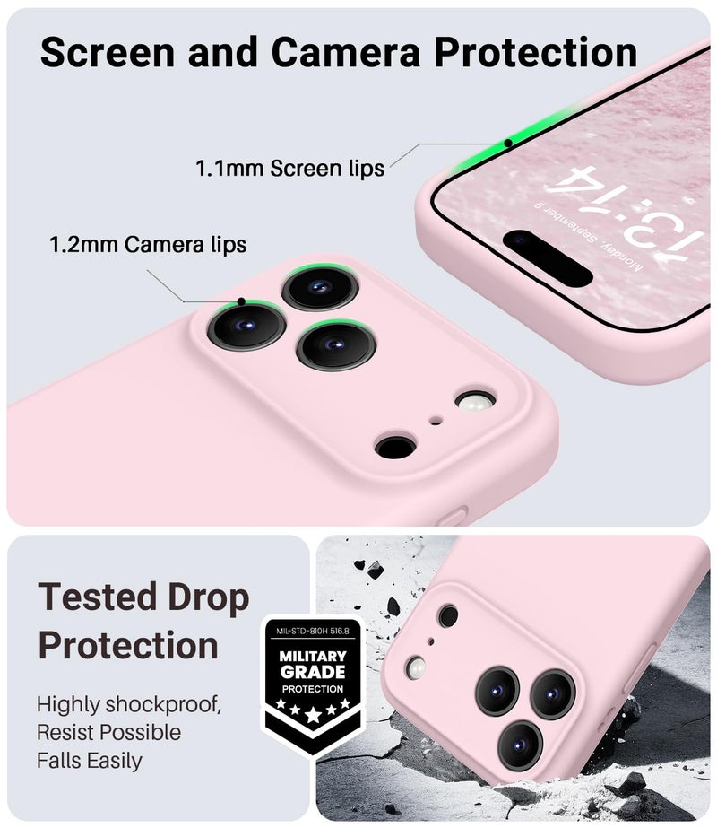 OTOFLY Magnetic for iPhone 17 Pro Max Case,Compatible with Magsafe,Classic Liquid Silicone Mobile Phone Case,Integrated Camera Control Button,Anti-Scratch Microfiber Lining, Chalk Pink - Image 5