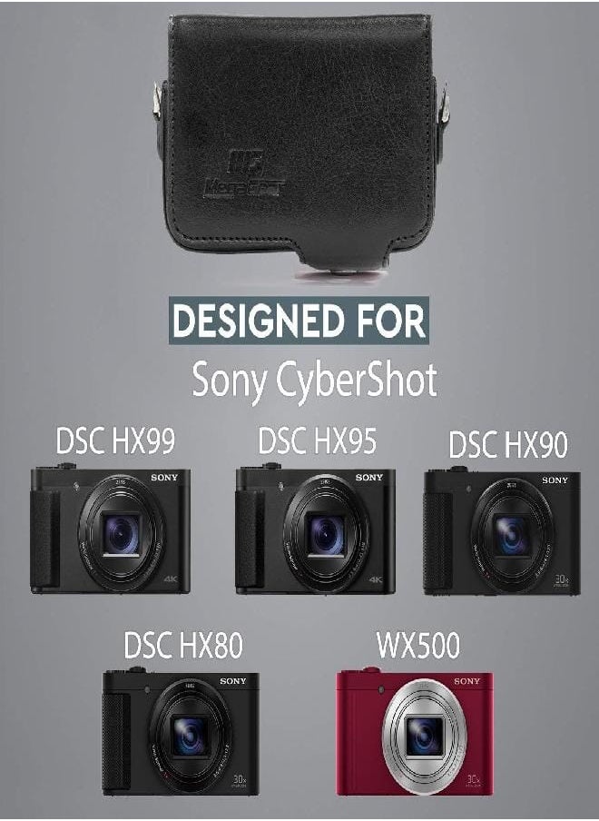MegaGear Megagear Sony Cyber-Shot Dsc-Hx80, Dsc-Hx90V, Dsc-Wx500 Leather Camera Case With Strap - Black - MG885  - Image 5