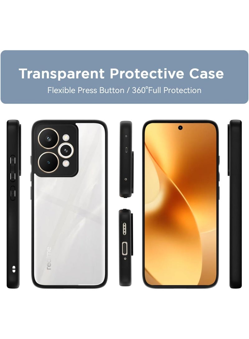 ten.tech Transparent Case for Realme 15 5G/Realme 15 Pro, Shockproof Anti-Yellowing Case, Silicone Bumper Case with Hard PC Back Anti-Scratch Black - Image 2
