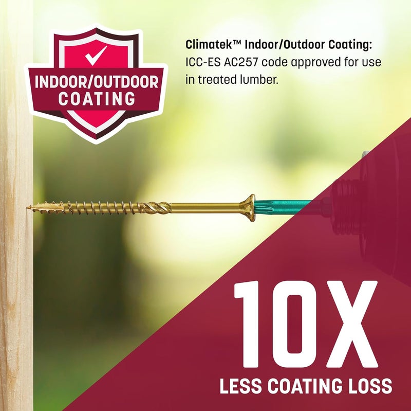 GRK Fasteners R4™ #10 x 4 Inch, Multi-Purpose Framing Screws, 450 PCS, Rust Resistant Climatek™ Coating, Outdoor Fencing and Deck Screws, Fast Bite Tip, Star Drive Recess, T-25 Bit Included, Gold - Image 5