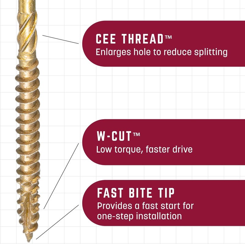 GRK Fasteners R4™ #10 x 4 Inch, Multi-Purpose Framing Screws, 450 PCS, Rust Resistant Climatek™ Coating, Outdoor Fencing and Deck Screws, Fast Bite Tip, Star Drive Recess, T-25 Bit Included, Gold - Image 3