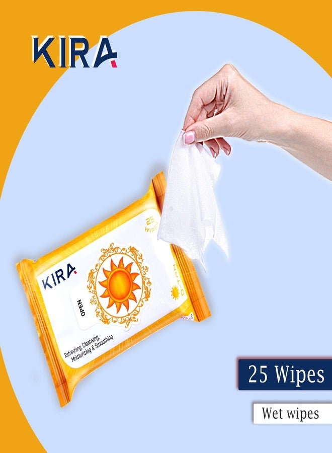 KIRA 25 sheet Clean & Glow Makeup Remover Wipes, Cleansing And Hydrating Facial Wipes,Wet Face Wipes Glowing Beauty For Instant Face Cleaning Soft&Fresh (D-Tan) - Image 3