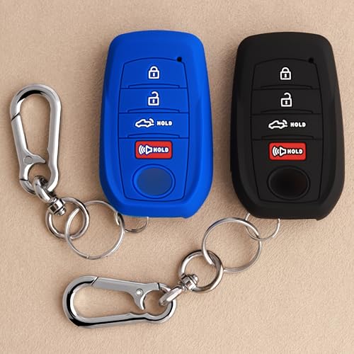 TANDRIVE Key Fob Cover for Toyota 2026 2025 2024 Tacoma and 20262022 Tundra 4Button Silicone 2Pack Black and Blue - Image 1