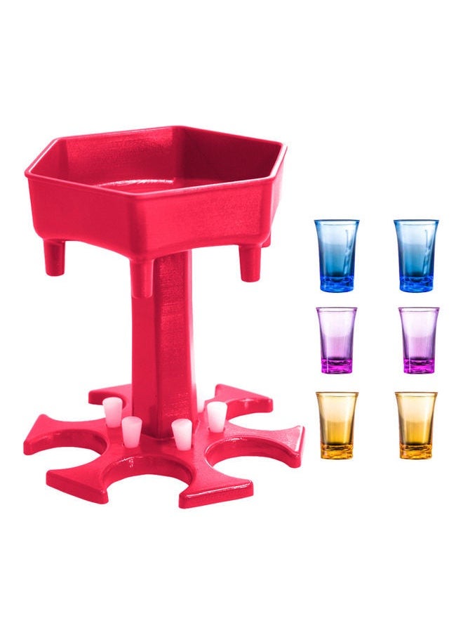 NIBEMINENT Upgrade 6 Shot Glass Dispenser And Holder Red 14x13.5x13cm  - Image 1