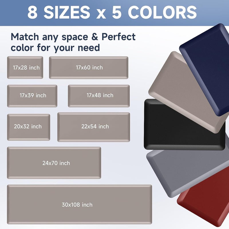 StepRite 4/5 Inch Thick Kitchen Mat Anti Fatigue Mat Kitchen Rugs Kitchen Decor Non-Slip, Stain & Water Resistant, Kitchen Mats Desk Mat for Kitchen, Office, Workshop, Khaki, 17'' x 47'' - Image 4