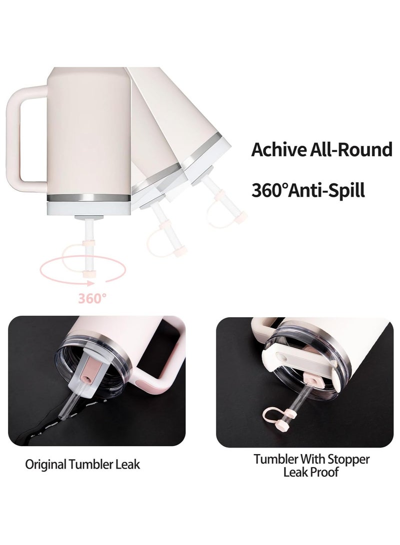 اس تي ان مجموعة سدادة للانسكاب لكوب ستانلي 30 أونصة و40 أونصة الإصدار 2.0 - مقاومة للتسرب مع شفاطتين وفرشاة تنظيف وسدادات سيليكون للحماية ضد الانسكاب - وردي - Image 3