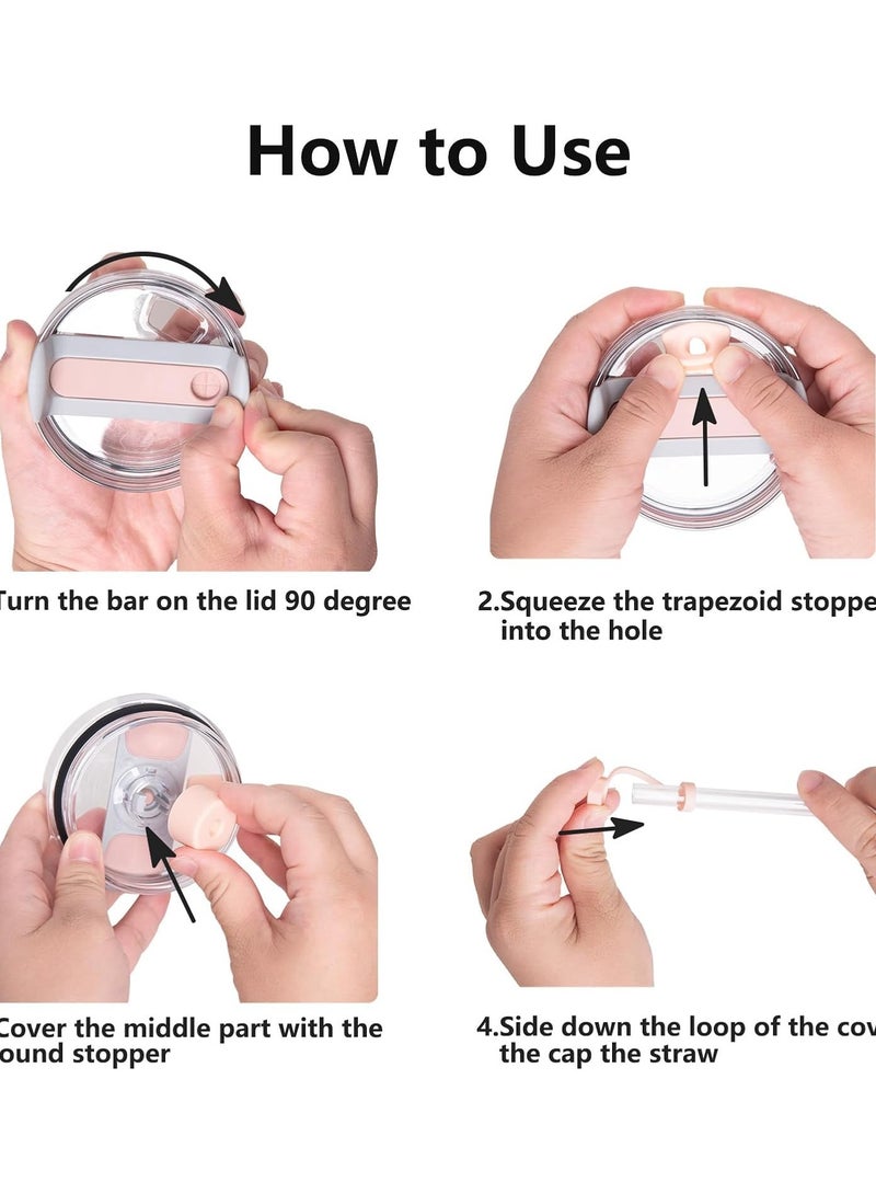 اس تي ان مجموعة سدادة للانسكاب لكوب ستانلي 30 أونصة و40 أونصة الإصدار 2.0 - مقاومة للتسرب مع شفاطتين وفرشاة تنظيف وسدادات سيليكون للحماية ضد الانسكاب - وردي - Image 5