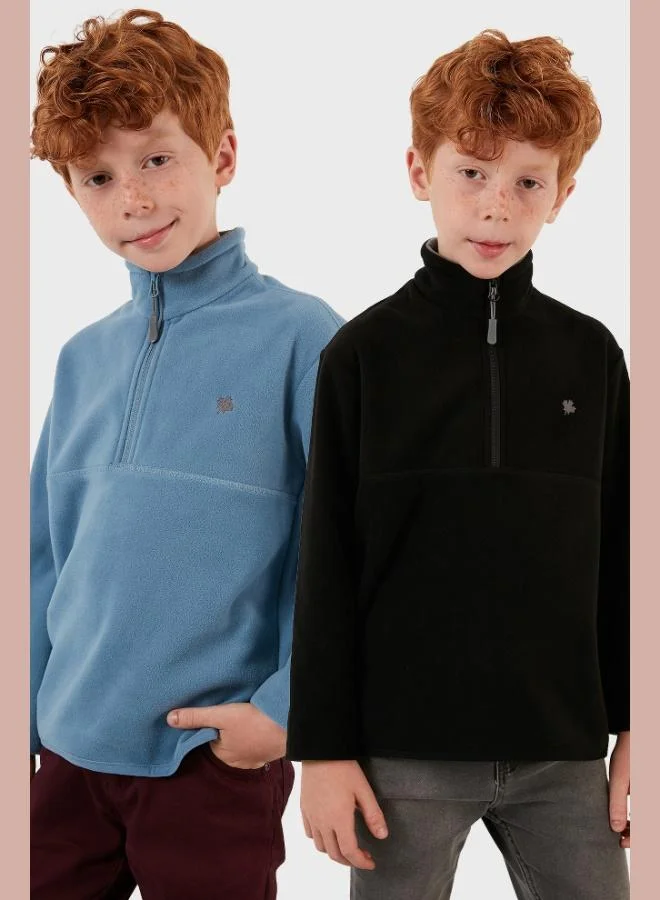 ليلا ليلا سويت شيرت قطعتين بياقة واقف بسحاب ناعم للأطفال