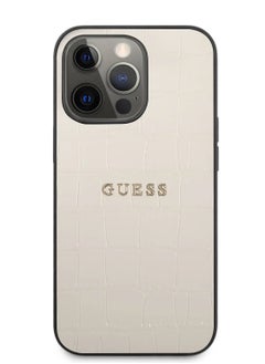 GUESS Guess PU Leather Croco Case Hot Stamped Lines And Metal Logo For iPhone 14 Pro  (6.1)  - Image 3