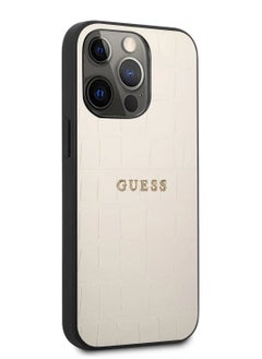 GUESS Guess PU Leather Croco Case Hot Stamped Lines And Metal Logo For iPhone 14 Pro  (6.1)  - Image 4