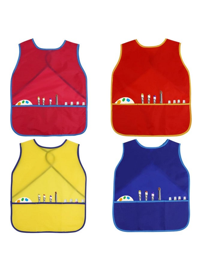 BAHABY 4 Pieces Kids Art Smock Kids Apron Waterproof Painting Aprons with Pockets Art Smocks for Kids 3-8 Years, 4 Colors - Image 2