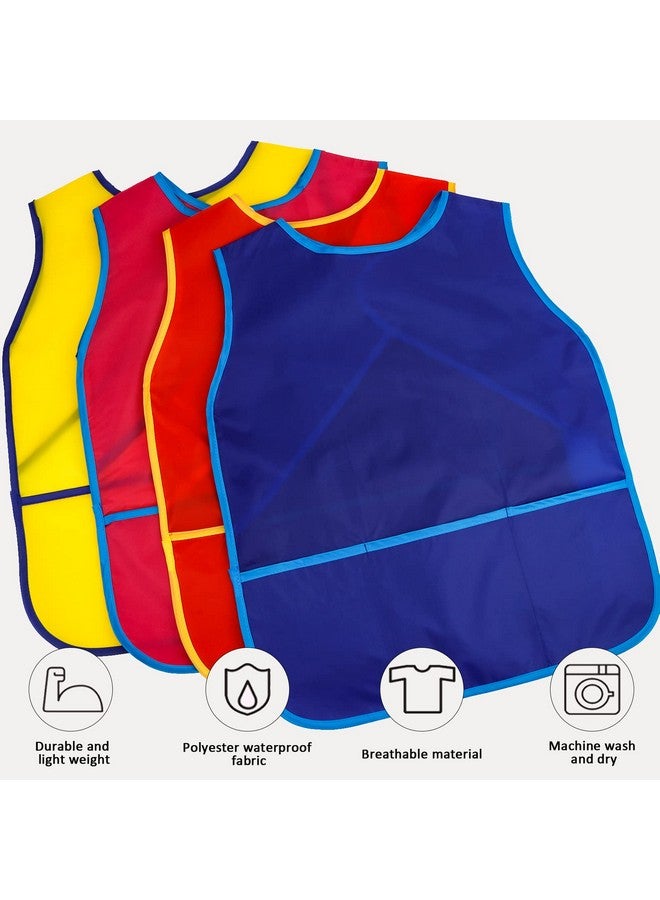 BAHABY 4 Pieces Kids Art Smock Kids Apron Waterproof Painting Aprons with Pockets Art Smocks for Kids 3-8 Years, 4 Colors - Image 5