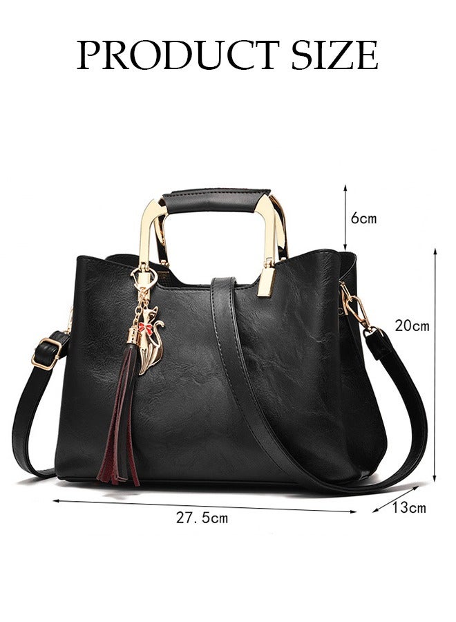 DUNISO Women's Vintage Tote Bag Handbags with Large Capacity Faux Leather Shoulder Bag Ladies Fashion Designer Satchel Crossbody Bag with Detachable Strap for Ladies - Image 4