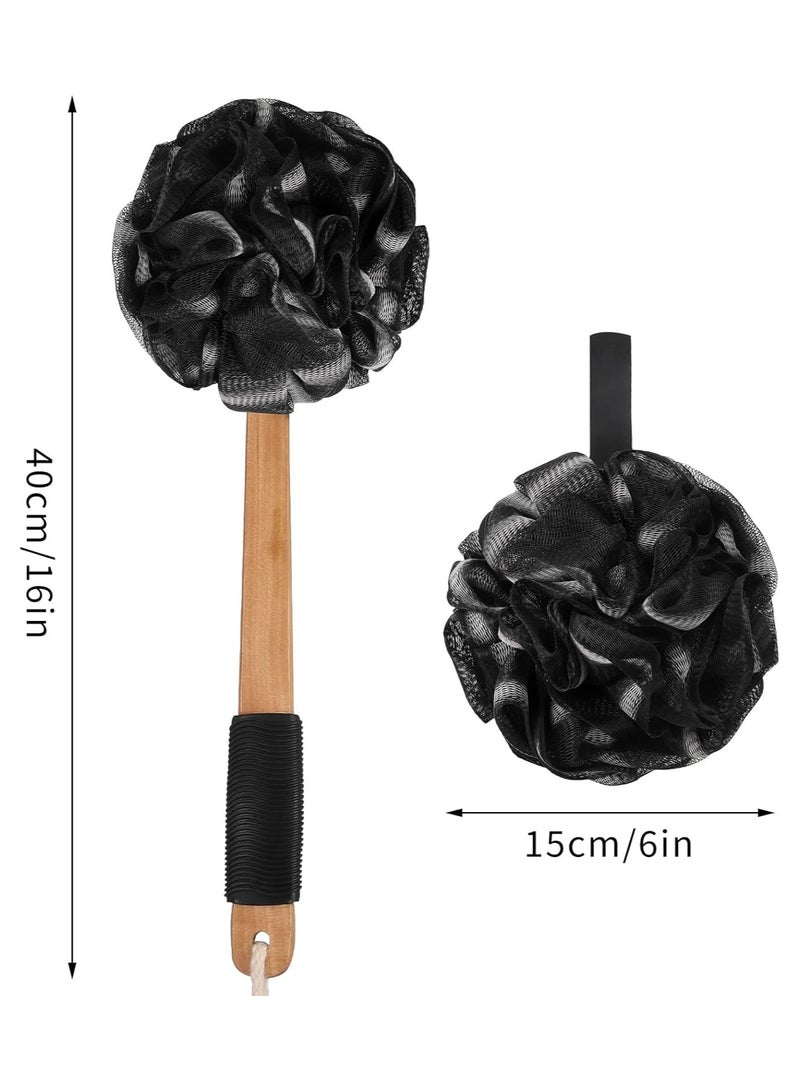Oasisgalore Loofah Back Scrubber with Bamboo Charcoal, Exfoliating Shower Brush with Long Handle - Image 3