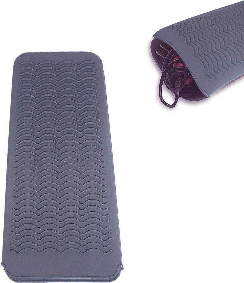 WOBEVB Heat Resistant Silicone Mat Pouch Curling Iron Holder for Hot Hair Tools Gray