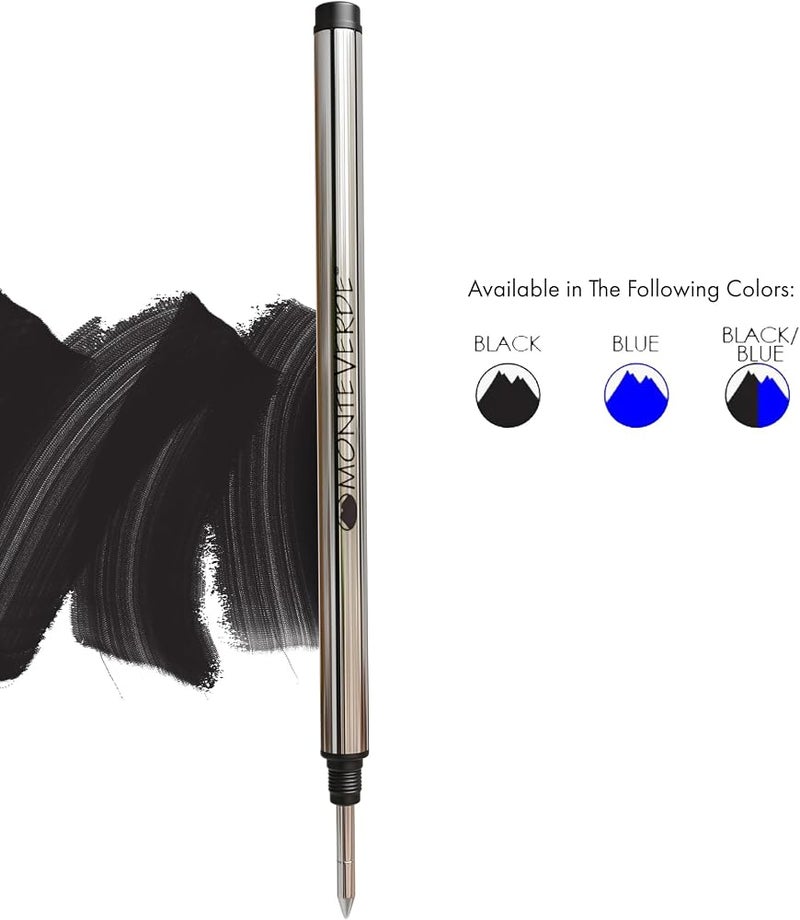 مونت فيردي خراطيش إعادة ملء من نوع Rollerball من Monteverde USA تناسب أقلام Montblanc Rollerball، نقطة رفيعة، سوداء اللون، عبوة تحتوي على 2 خرطوشة (M222BK) - Image 1