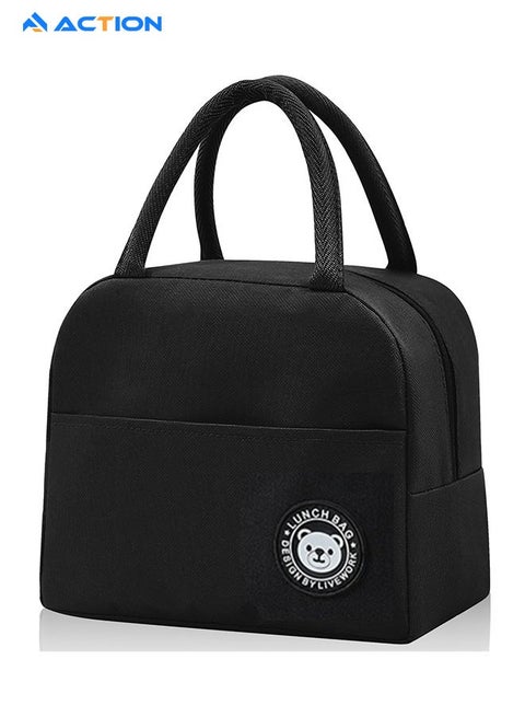 Reusable Lunch Box for Men/Women - Insulated Lunch Bag Leakproof Lunch Box for Work Office Picnic Beach - Freezable Lunch Cooler Bag Black