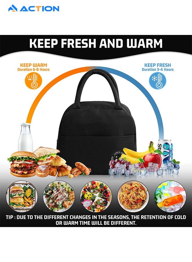 أكشن حقيبة غداء معزولة - حقيبة يد كبيرة الحجم من البوليستر - حقيبة تبريد مقاومة للتسرب - صندوق غداء قابل لإعادة الاستخدام للطلاب والرجال والنساء والأنشطة الخارجية والمكتب والنزهات - Image 4