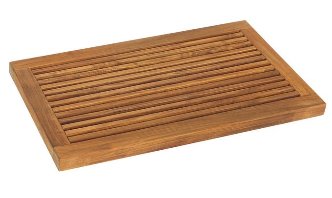 DASHA SPA SHOWER OR DOOR MAT 315 BY 1775INCH SOLID TEAK WOOD AND OILED FINISH