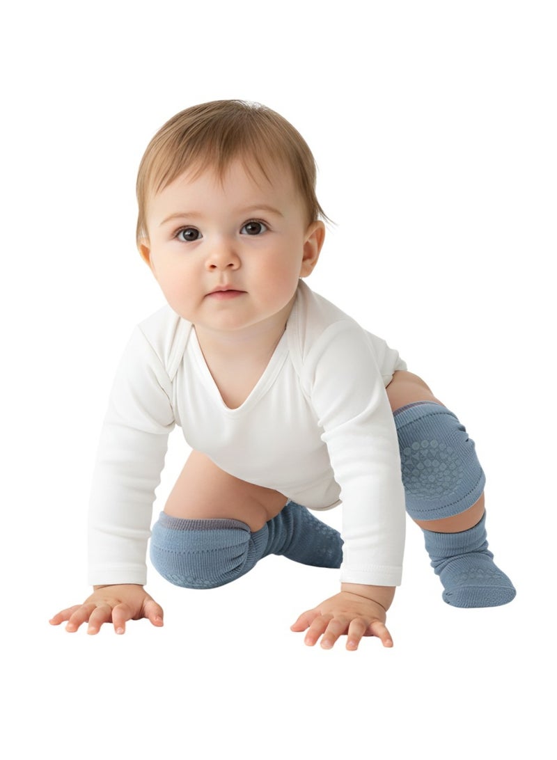 Bambimici 2-Piece Baby Knee Protective Knee Pad Set Blue Grey - Image 2