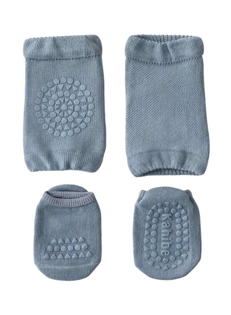 Bambimici 2-Piece Baby Knee Protective Knee Pad Set Blue Grey - Image 1