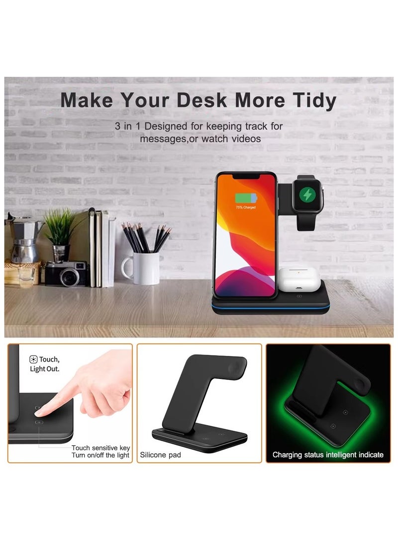 General 4-in-1 Wireless Charging Station with LED Lamp – 30W Fast Wireless Charger Stand for Phones, iWatch Series, AirPods, and More | Multi-Device Charging Dock for iPhone 15/14/13, Samsung Galaxy, Androi  - Image 2
