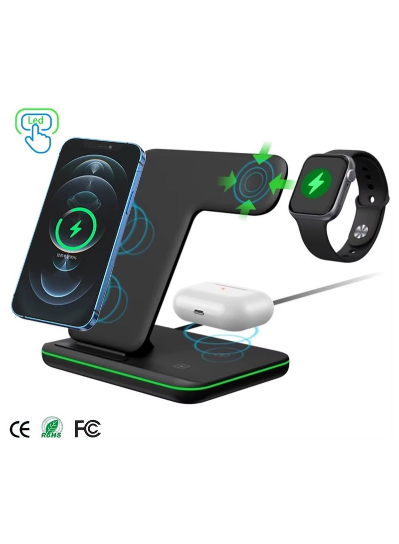 General 4-in-1 Wireless Charging Station with LED Lamp – 30W Fast Wireless Charger Stand for Phones, iWatch Series, AirPods, and More | Multi-Device Charging Dock for iPhone 15/14/13, Samsung Galaxy, Androi  - Image 3