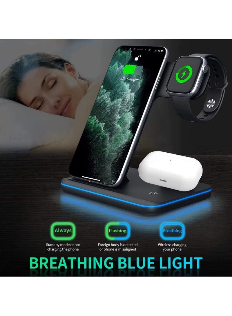 General 4-in-1 Wireless Charging Station with LED Lamp – 30W Fast Wireless Charger Stand for Phones, iWatch Series, AirPods, and More | Multi-Device Charging Dock for iPhone 15/14/13, Samsung Galaxy, Androi  - Image 4